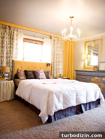 Bedroom with floral dresser