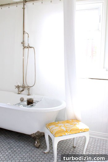 Bright bathroom with clawfoot tub