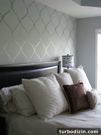 How to Create a Silver Wall Stencil That Mimics Wallpaper 3 Room after project