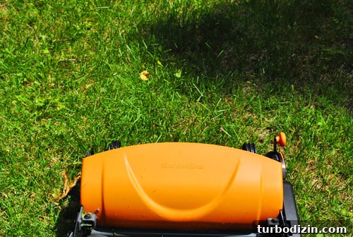 Testing an Eco-Friendly Reel Mower: Quiet Lawn Care Guide 8 Grass clippings flying