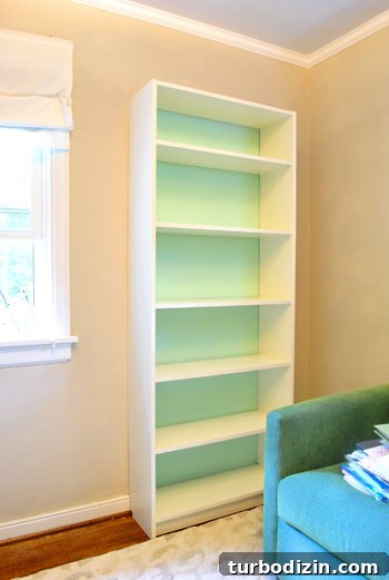 Bookcase anchored to wall