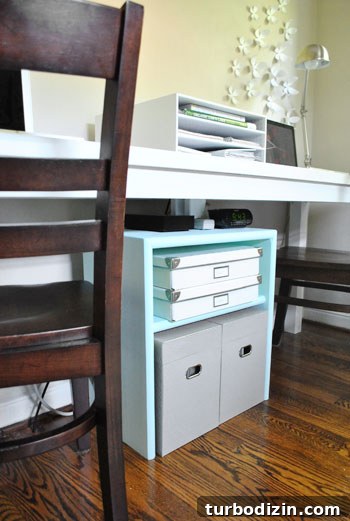 DIY Wooden File Storage Stand: Step-by-Step Building Guide 6 Aqua painted storage unit