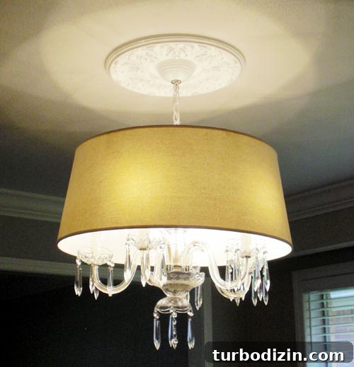 Update a Chandelier to a Modern Look by Adding a Shade 3 Chandelier after