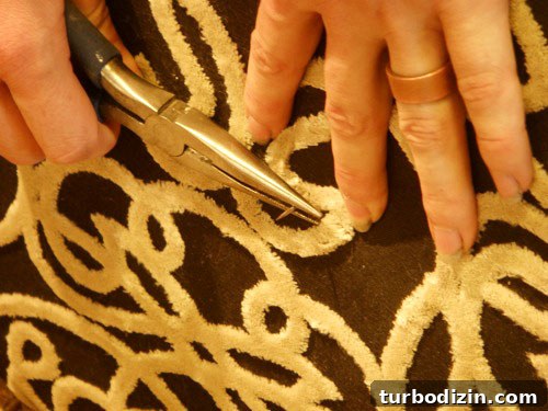DIY Ottoman Build: Step-by-Step Guide to a Stylish Upholstered Footstool 9 needle through hole