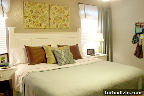 Create a Stylish Headboard from Cabinet Doors 3 Close-up of headboard panels