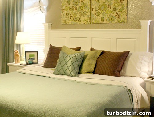 Create a Stylish Headboard from Cabinet Doors 4 Full view of DIY headboard