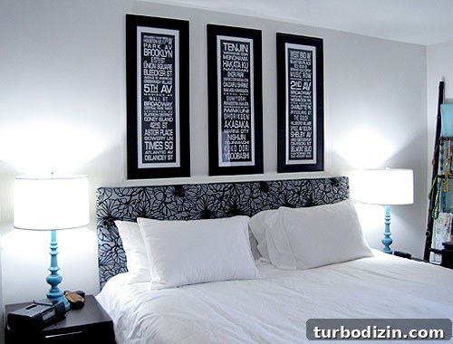 Tufted headboard in bedroom