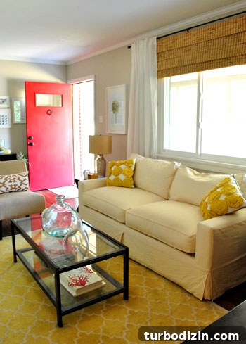 Weekly Steal: Bold Pinwheel Throw Pillows 3 Pillows styled with yellow rug