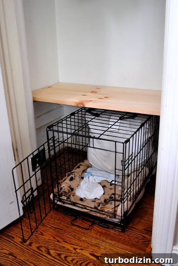 Add a Closet Shelf to Fit and Hide a Dog Crate 8 img 27860 7