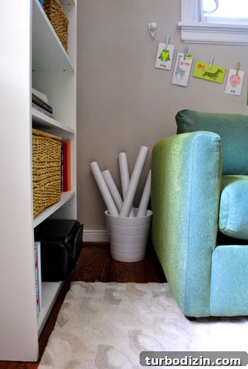 Home Office and Guest Room Makeover Reveal: See the Finished Space 13 Mailing tube caddy