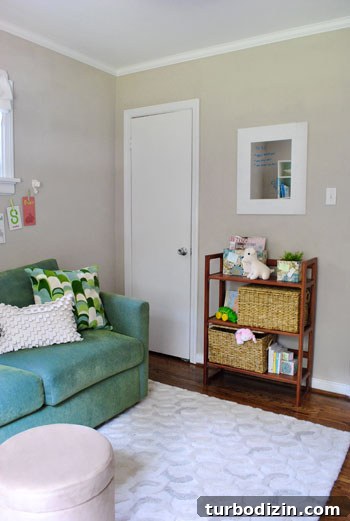 Home Office and Guest Room Makeover Reveal: See the Finished Space 16 Bookcase storage baskets