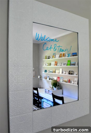 Home Office That Converts Into a Comfortable Guest Room 11 Mirror with welcome message