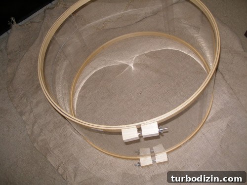 Close-up of handmade drum pendant