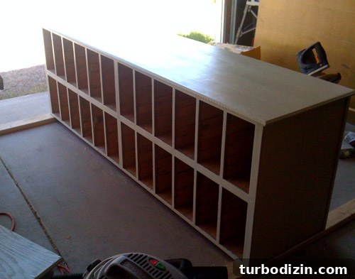Transforming a Vintage Card Catalog into a Stylish Buffet Cabinet 4 reassembled catalog sections