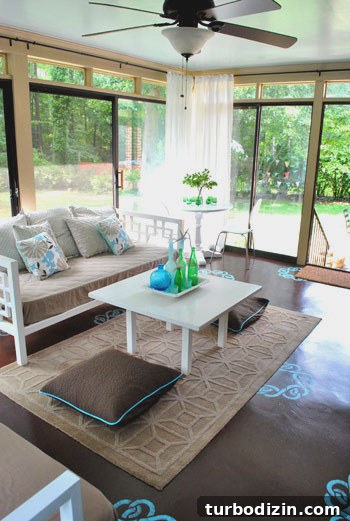 Mini Sunroom Makeover Ideas: Transform Your Small Sunspace Quickly 10 Floor pillows