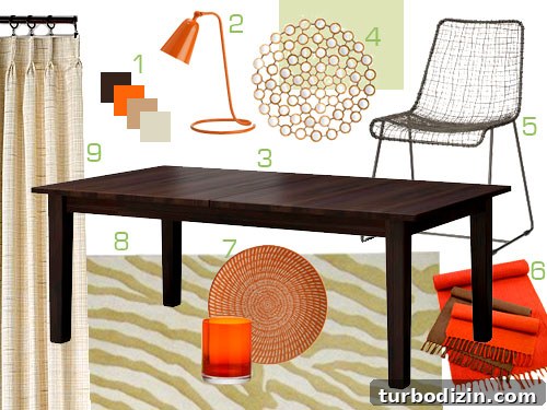Warm Orange, Brown & Tan Dining Room Mood Board Inspiration 2 Orange spice dining room mood board