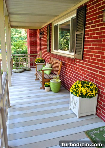 Clean porch with fresh plants