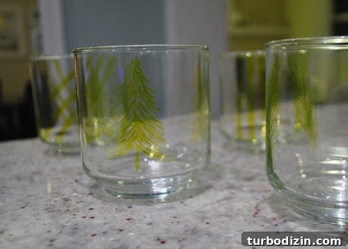 Painted glass tumblers on table
