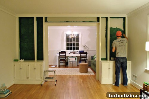How to Paint the Backs of Built-In Bookcases for Impact 2 Painted built-ins view 1