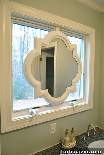 White painted mirror detail