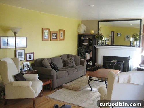 after2 After: updated mantle with framed mirror