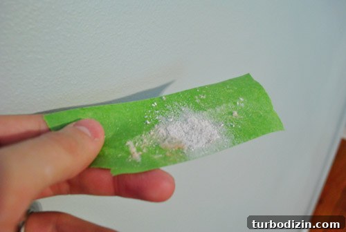 Tape holding dust after drilling