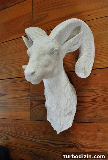 How to Choose a Ceramic Ram Wall Sculpture for Your Home 5 ram head on bedroom floor looking wall-mounted