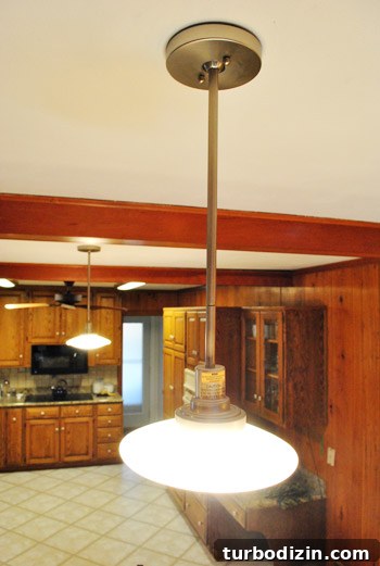 repaired pendant hanging