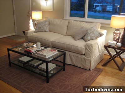 Warm Brown Area Rug from JCPenney — Styles & Buying Guide 3 Wide shot of living room with honeycomb wool rug