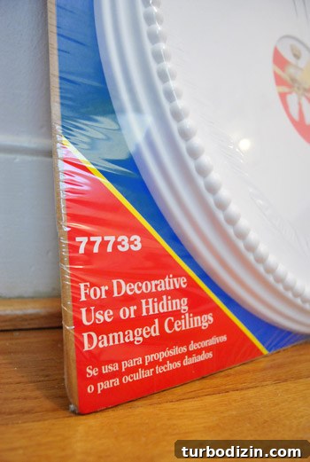 Hide Ceiling Drywall Cracks Using a Decorative Ceiling Medallion 4 img 33284 3