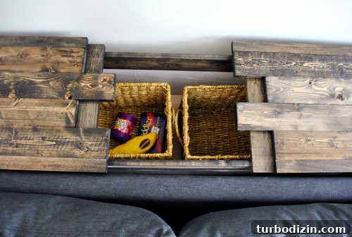 Storage baskets under tabletop