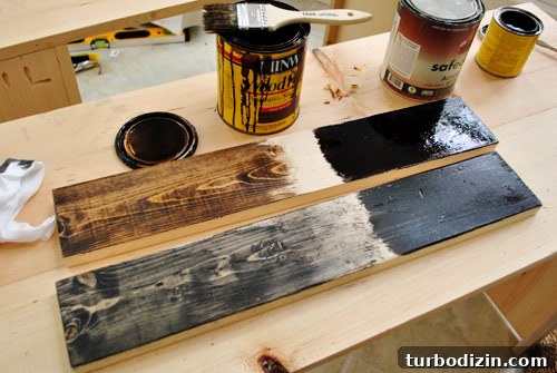 Make New Wood Look Aged: Simple Techniques for Authentic Patina 15 testing various stain finishes on scrap wood pieces to see which create the best old reclaimed look