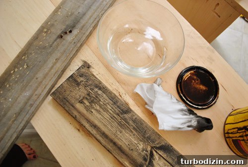 Make New Wood Look Aged: Simple Techniques for Authentic Patina 17 watering down stain and applying to a damp board in order to create a lighter stain effect