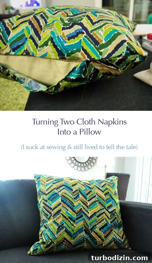 DIY Pillow From Two Cloth Napkins: Quick Sewing Project 2 turning-two-cloth-napkins-into-a-pillow