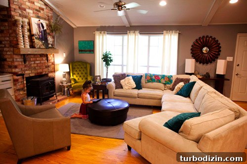 Sleek & Joyful Home Tour: Modern Design Ideas and Inspiration 5 Living room with sectional and ottoman