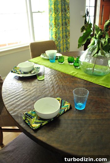 Partial place setting on dining table