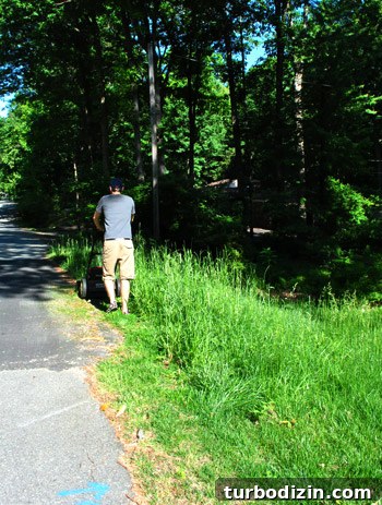 Mowing long grass