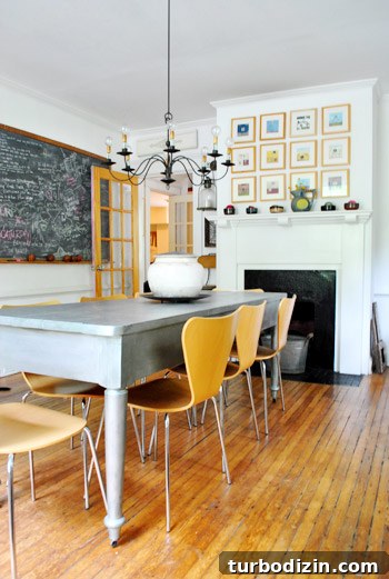 Dining table painted metallic silver