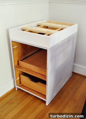 Build a Large Double Desk Using Recycled Cabinets 8 img 40180 8