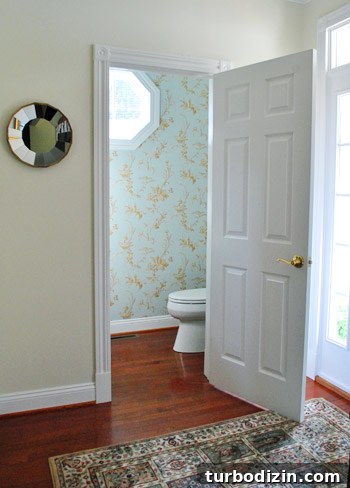 My Parents' New Downsized Home: Life After Moving 3 Half bath with ornate mirror