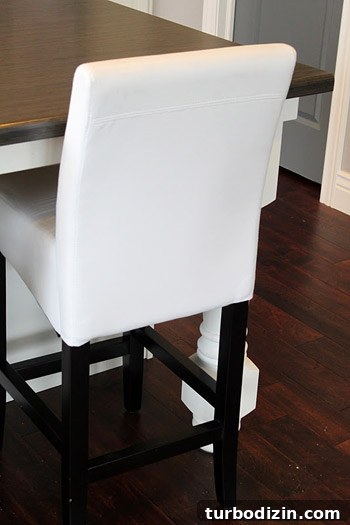 Stencil Fabric Chairs: Step-by-Step Guide to Stylish DIY Upholstery 2 Plain white leather bar stool before