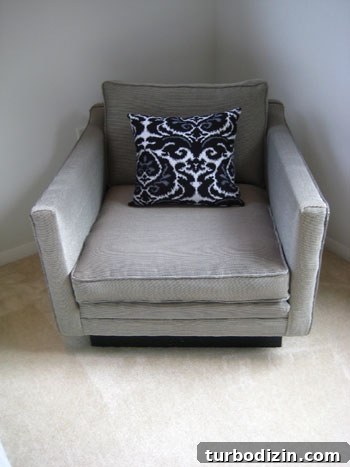 chair-before-and-after-upholstery chair after reupholstery with check fabric