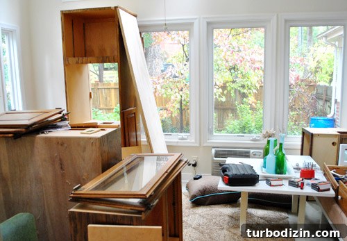 How to Use Secondhand Cabinets in a Kitchen Remodel 5 Stacked cabinets ready for work