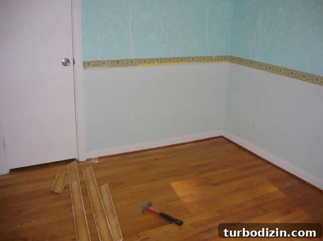 Removing Chair Rail and Demoing a Slate Path: Step-by-Step Guide 3 Removed chair rail and exposed wall