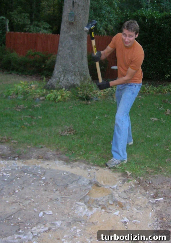 Removing Chair Rail and Demoing a Slate Path: Step-by-Step Guide 5 Broken slate medallion removed
