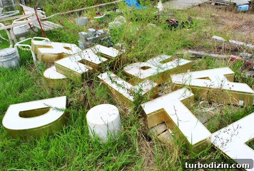 Close-up of metal sign letter