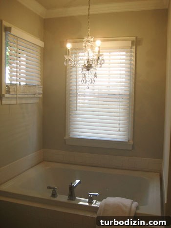 Soaking tub Chandelier over soaking tub