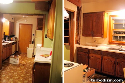 Yellow and White Checkered Kitchen Floor Ideas for Classic Style 2 Kitchen before and after