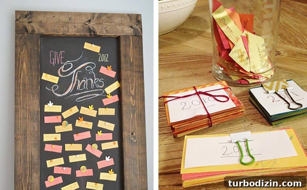 Thanksgiving Gratitude Printable – Free Printable for Family Thanks 9 Thanksgiving chalkboard and pile of gratitude notecards from Thanks Jar