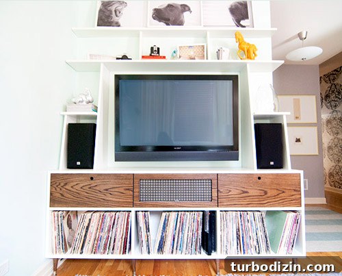How to Add Built-In Shelves Above a Media Cabinet 4 Finished media wall front view
